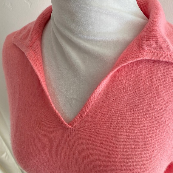 Pink Coral Cashmere Collared Sweater M - Picture 6 of 7